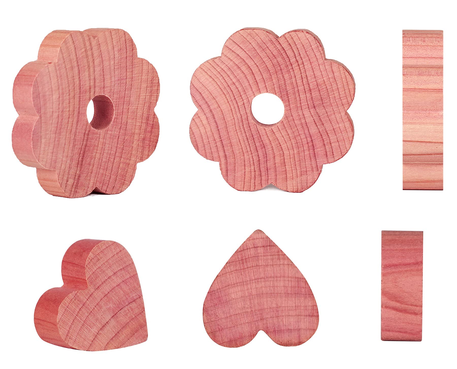 Valued 50 Pk Cedar Blocks for Clothes Storage, Closet Freshener for Clothes Hangers Wardrobe Closet – Cedar Hangers - Cedar Flower Heart Shape Rings