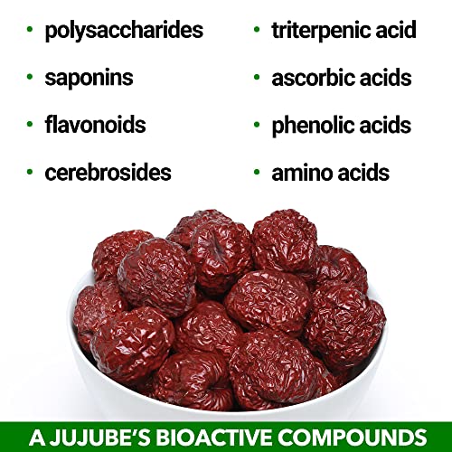 JUJUME | USDA Organic California Grown Jujubes Red Dates | Individually Sorted 3X for QA | High Grade Superfood | Healthy Dried Fruit | Certified All-Natural Non-GMO | 6 oz. bag