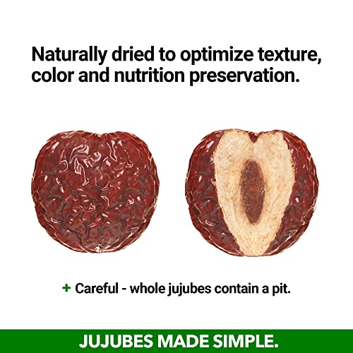 JUJUME | USDA Organic California Grown Jujubes Red Dates | Individually Sorted 3X for QA | High Grade Superfood | Healthy Dried Fruit | Certified All-Natural Non-GMO | 6 oz. bag