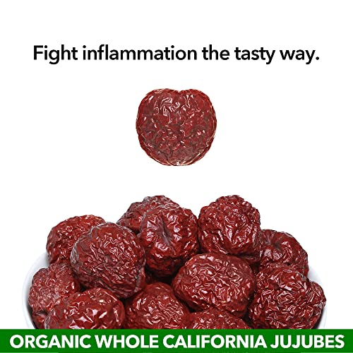 JUJUME | USDA Organic California Grown Jujubes Red Dates | Individually Sorted 3X for QA | High Grade Superfood | Healthy Dried Fruit | Certified All-Natural Non-GMO | 6 oz. bag