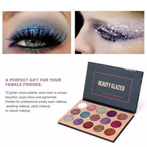 Beauty Searcher 15 Colors Eyeshadow, Glitters Shimmer Pigment Pressed Makeup Palette Eyes Cosmetic