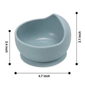 PandaEar Stay Put Silicone Suction Bowl| with Silicone Spoon BPA Free| Babies Toddlers Infants (Blue)