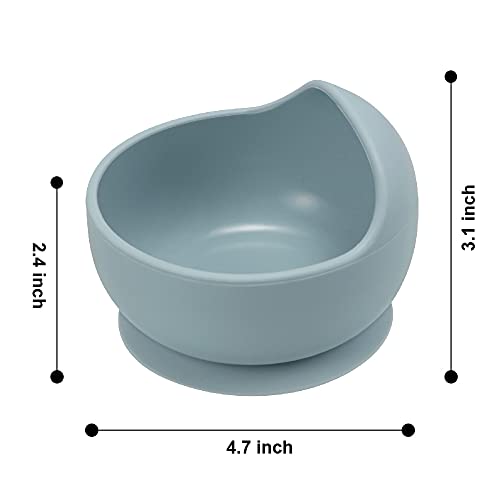 PandaEar Stay Put Silicone Suction Bowl| with Silicone Spoon BPA Free| Babies Toddlers Infants (Blue)