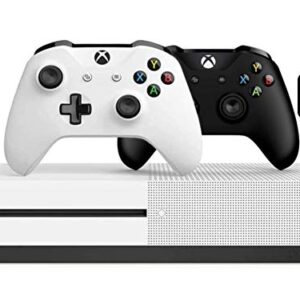 Microsoft Classic Original Xbox One S 1TB HDD with 4K Blu-ray DVD Reader, Two Wireless Controllers Black and White Included,1-Month Game Pass Trial, 14-Day Xbox Live Gold + AllyFlex Sports Cup Mat