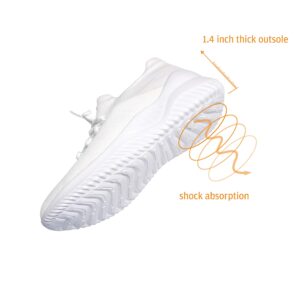 IFSONG Sneakers for Women Non Slip Athletic Tennis Sneakers Walking Shoes Sock Knitted Upper Sneakers Casual Running Ultra Lightweight Breathable Women's Fashion Sneakers 2021 White