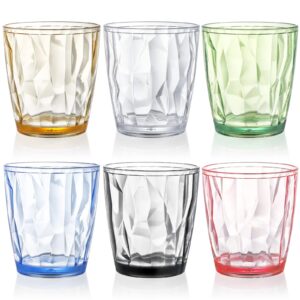 hedume set of 6 unbreakable premium drinking glasses, 6 colors 10.5 oz stackable tritan tumbler cups, bpa free
