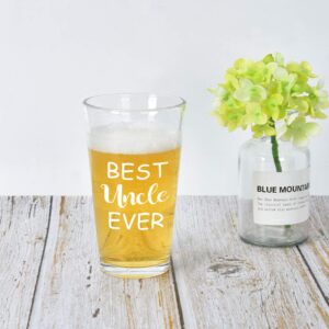 Modwnfy Uncle & Aunt Beer Glass and Stemless Wine Glass Set for Men Women Newlywed Couple Aunt Uncle, Perfect Present Set for Birthday Anniversary Wedding Engagement Valentine’s Day, 15 Oz