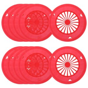 doitool 10pcs grill plate round bbq paper plate trays disposable plates holder bbq plate tray floral paper plates snack platter colorful plates picnic plate tray thing plastic food travel