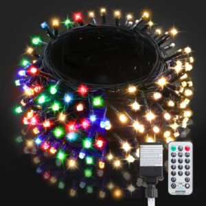 blctec christmas lights 300 led 108ft color changing christmas tree lights with warm white & multicolor, 11 modes, waterproof and connectable christmas string lights with remote for xmas decorations