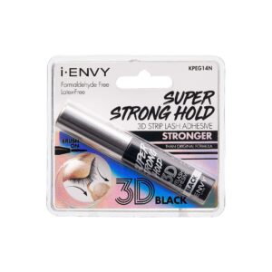 i-envy super strong hold 3d strip lash glue brush-on false eyelash adhesive, waterproof, hypoallergenic, latex & formaldehyde free (black)