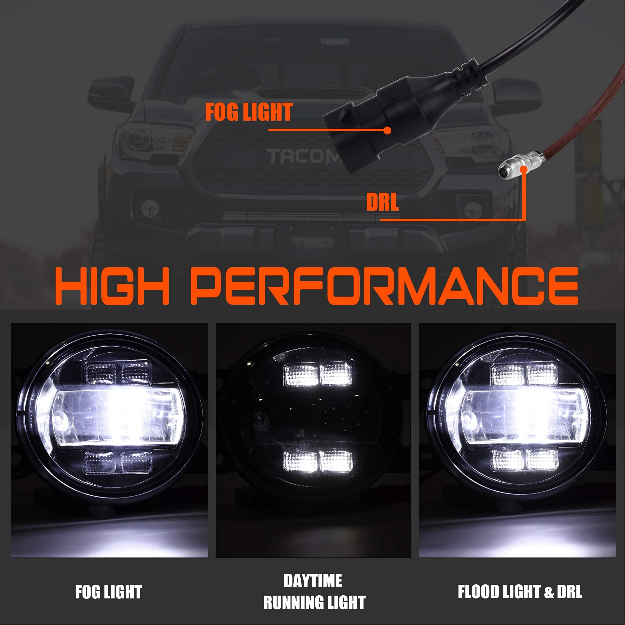 DRFG LED Fog Lights with Daytime Running Lights for Tacoma 2016 2017 2018 2019 2020 2021 2022 SR&SR5 Model Tacoma Fog Light Assembly Bumper Driving Fog Lamp