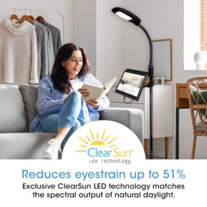 OttLite LED Floor Lamp with USB Charging Port & Tablet Stand - ClearSun LED Technology - 4 Brightness Settings & 3 Color Temperature Modes - Touch Activated Controls, for Home, Reading & Dorms