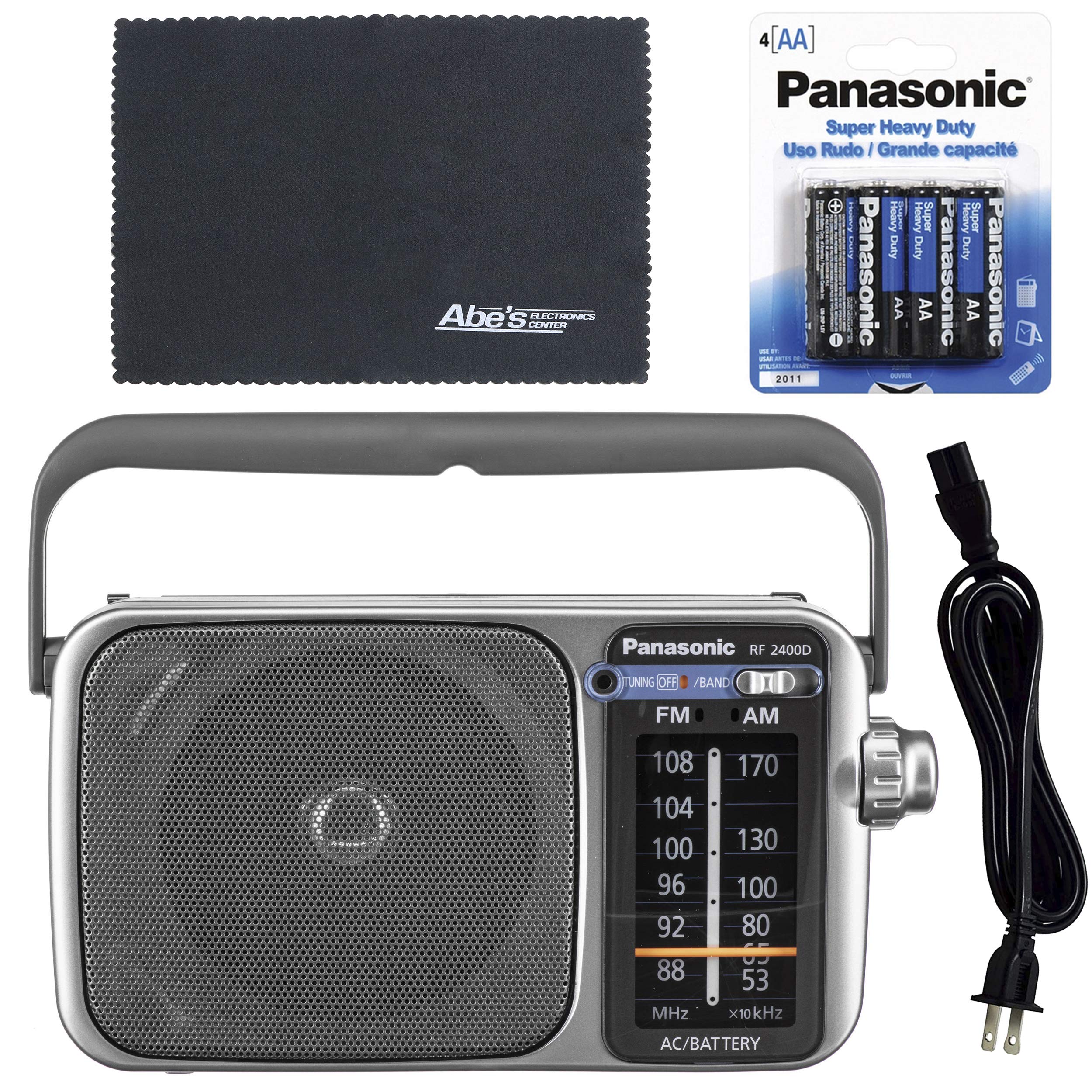 Panasonic RF-2400D / RF-2400 Portable FM/AM Radio with AFC Tuner + 4 X Panasonic AA Batteries + Starter Bundle