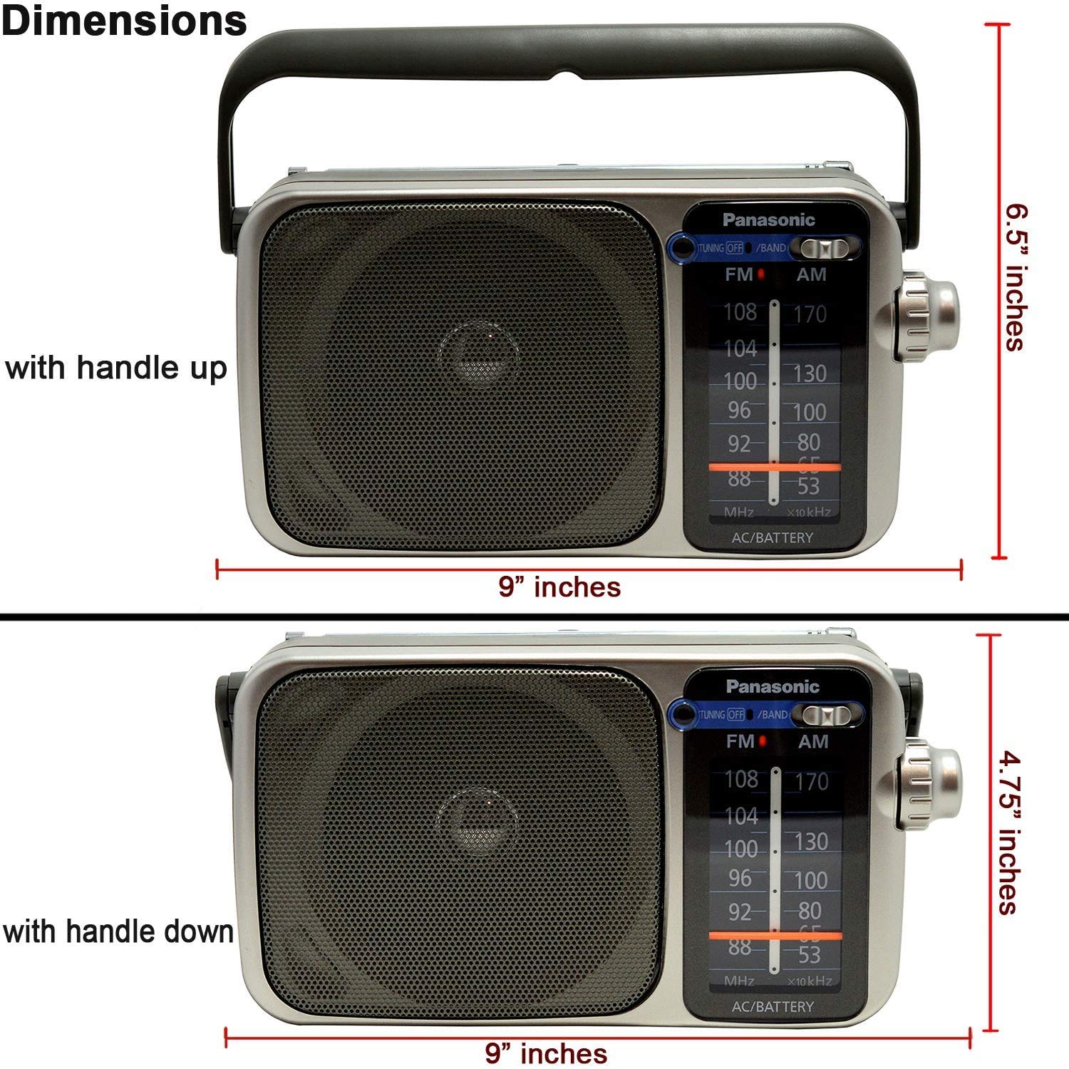 Panasonic RF-2400D / RF-2400 Portable FM/AM Radio with AFC Tuner + 4 X Panasonic AA Batteries + Starter Bundle