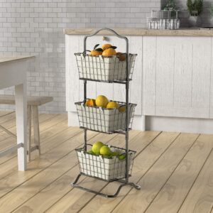 Simple Houseware 3-Tier Rigid Wire Market Fruit Basket Stand, Black