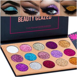 bestland 15 colors glitter eyeshadow palette shimmer ultra pigmented makeup eye shadow powder long lasting waterproof holiday party makeup (colors a)