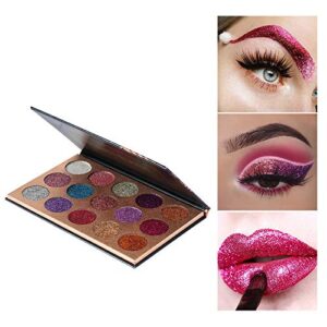 BestLand 15 Colors Glitter Eyeshadow Palette Shimmer Ultra Pigmented Makeup Eye Shadow Powder Long Lasting Waterproof Holiday Party Makeup (Colors A)