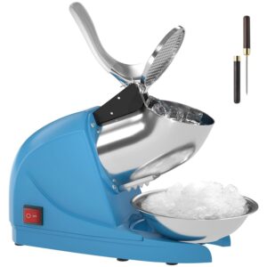 electric ice crushers machine shaved ice machine ice snow cone maker professional double blades stainless steel ice shaver machine for home commercial use (blue)
