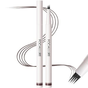 focallure fluffmax tinted liquid eyebrow pen, eyebrow microblading pen with a micro-fork tip applicator, long-lasting, smudge-proof, creates natural looking brows, deep brown