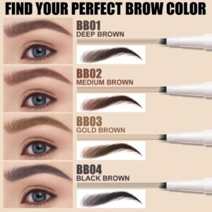 FOCALLURE FLUFFMAX TINTED Liquid Eyebrow Pen, Eyebrow Microblading Pen with a Micro-Fork Tip Applicator, Long-Lasting, Smudge-Proof, Creates Natural Looking Brows, DEEP BROWN