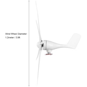 Wind Turbine Generator, 1600W 5 Blade Small Wind Turbine for Industrial Energy Equipment(12V-White),Dynamo