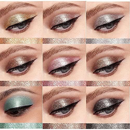 BestLand 10 Colors Liquid Glitter Eyeshadow Set, Metallic Glitter Shimmer Naked Smokey Eye Looks Waterproof Long Lasting Quick-Drying Sparkling Eye Shadow Christmas Makeup Kits