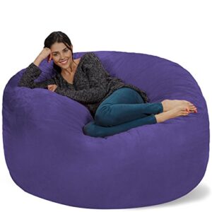 chill sack bean bag chair cover, 5-feet, microsuede - purple