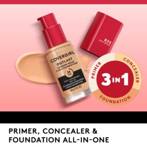 Covergirl Outlast Extreme Wear 3-in-1 Full Coverage Liquid Foundation, SPF 18 Sunscreen, Creamy Natural, 1 Fl. Oz.