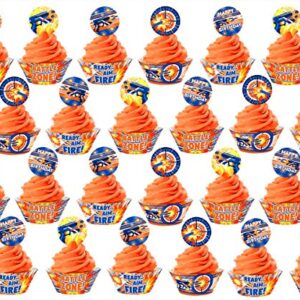 Dart War Cupcake Kit - 48 pieces - 24 Dart War Cupcake Toppers and 24 Cupcake Wrappers - Dart War Party Supplies - Dart War Party Decorations - Cupcake