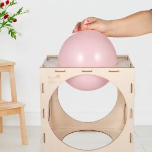 Aoibrloy Wood Balloon Sizer Box Cube, Balloon Size Measurement Tool for Creating Balloon Arches, Balloon Decoration and Balloon Column Stand (9 Holes)