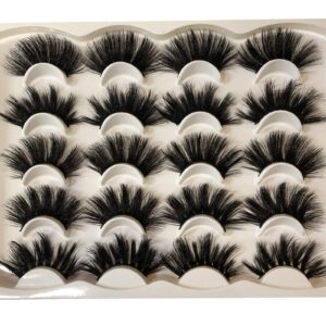 pooplunch 25mm faux mink lashes pack dramatic false eyelashes 10 pairs fluffy long thick volume mink eye lashes multipack