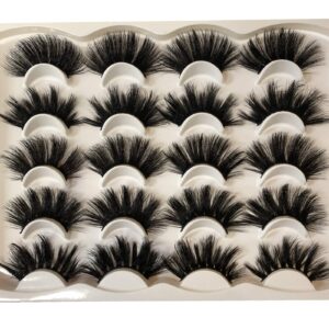 Pooplunch 25MM Faux Mink Lashes Pack Dramatic False Eyelashes 10 Pairs Fluffy Long Thick Volume Mink Eye Lashes Multipack