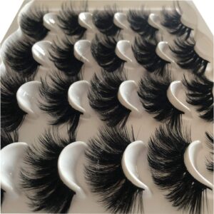 Pooplunch 25MM Faux Mink Lashes Pack Dramatic False Eyelashes 10 Pairs Fluffy Long Thick Volume Mink Eye Lashes Multipack