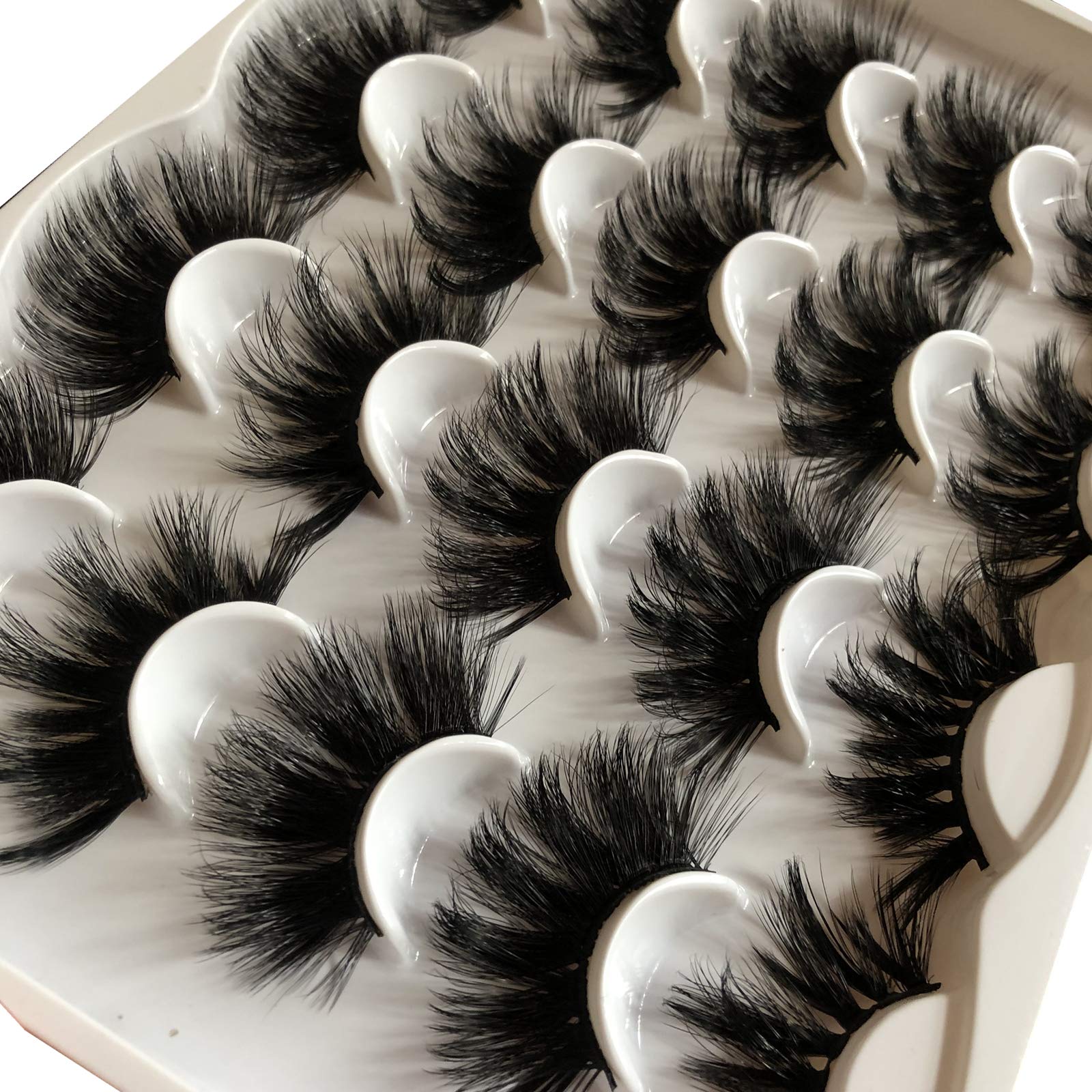 Pooplunch 25MM Faux Mink Lashes Pack Dramatic False Eyelashes 10 Pairs Fluffy Long Thick Volume Mink Eye Lashes Multipack