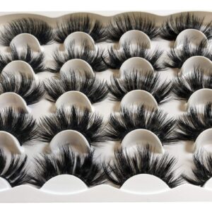 Pooplunch 25MM Faux Mink Lashes Pack Dramatic False Eyelashes 10 Pairs Fluffy Long Thick Volume Mink Eye Lashes Multipack