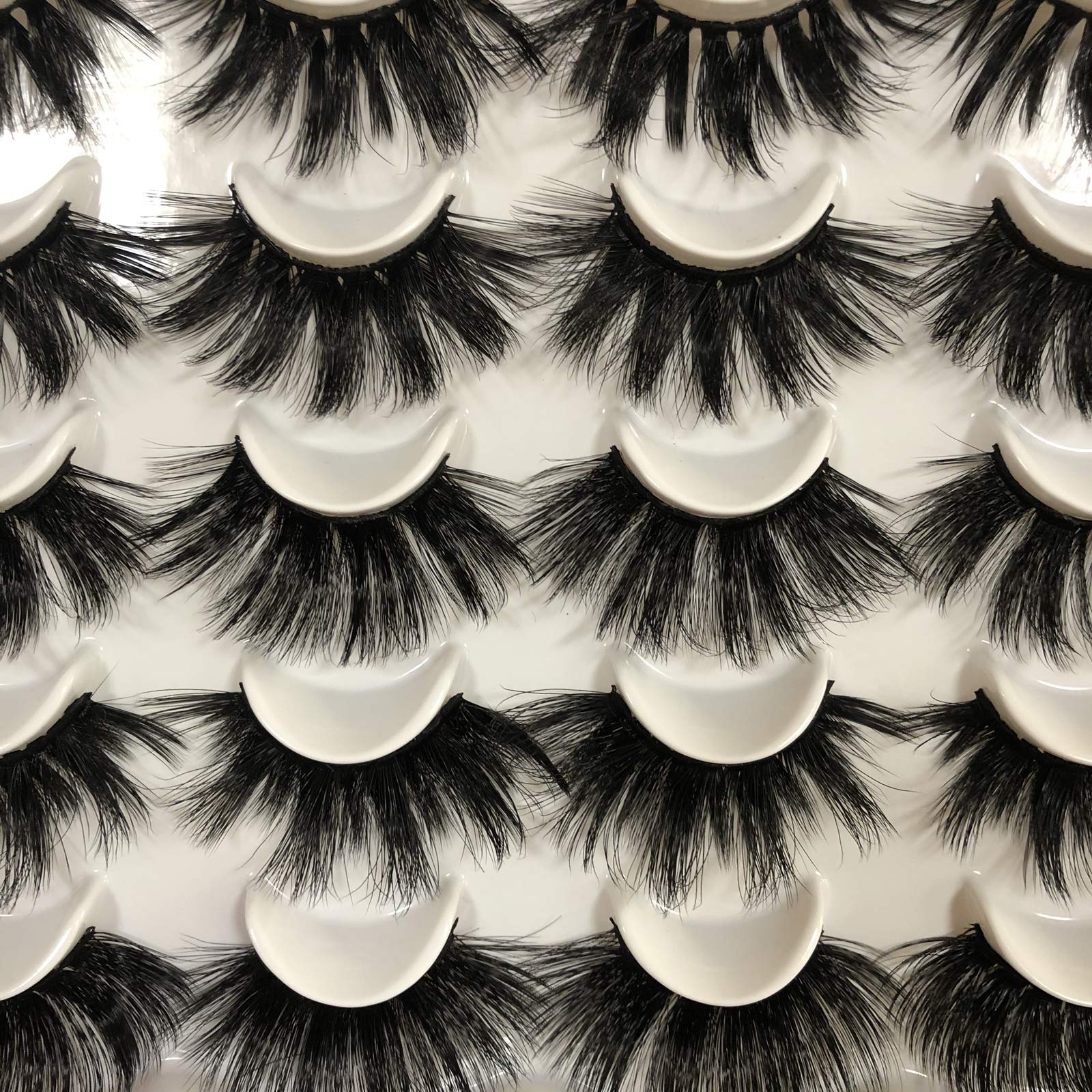 Pooplunch 25MM Faux Mink Lashes Pack Dramatic False Eyelashes 10 Pairs Fluffy Long Thick Volume Mink Eye Lashes Multipack