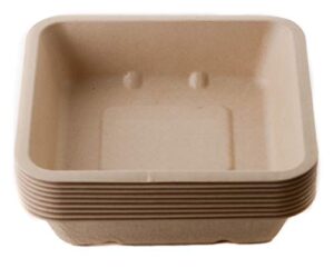 ecoquality [50 pack] 16oz disposable rectangular container take out food tray - natural sugarcane bagasse bowl bamboo fibers sturdy compostable eco friendly environmental paper alternative