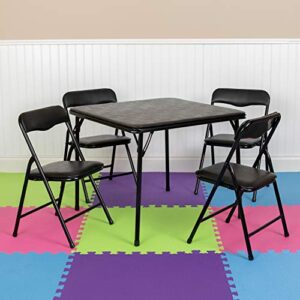 emma + oliver kids black 5 piece folding table and chair set
