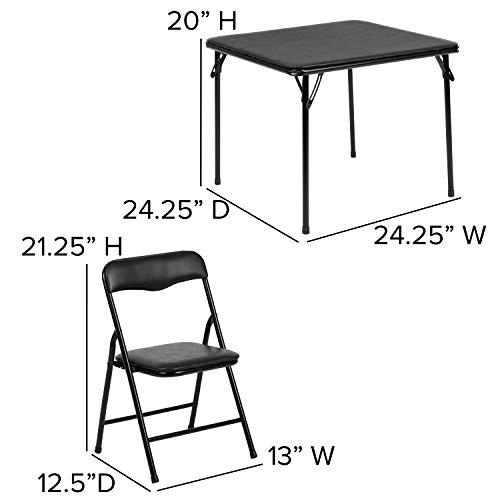 EMMA + OLIVER Kids Black 5 Piece Folding Table and Chair Set