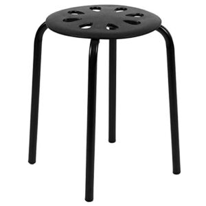 EMMA + OLIVER Plastic Nesting Stack Stools - School/Office/Home, 17.5" Height, Black (5 Pack)