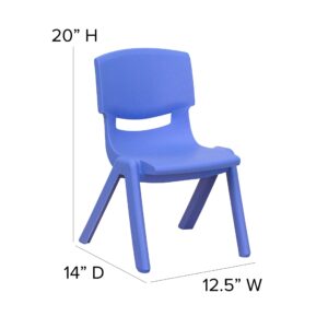 EMMA + OLIVER 4 Pack Blue Plastic Stackable School Chair with 10.5" H Seat, Preschool Chair