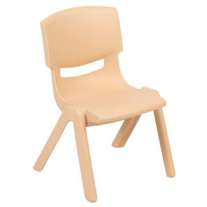 emma + oliver 2 pack natural plastic stackable school chair with 10.5" h seat, preschool chair