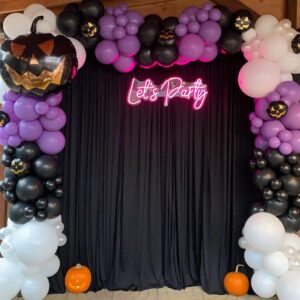 black backdrop curtain 10ft x 10ft for party decor, polyester backdrop drapes for wedding party halloween decorations