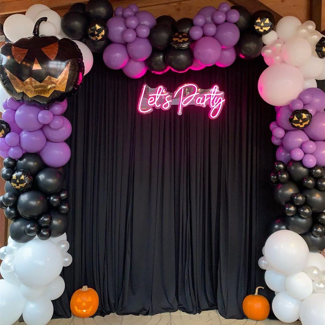 Black Backdrop Curtain 10ft x 10ft for Party Decor, Polyester Backdrop Drapes for Wedding Party Halloween Decorations