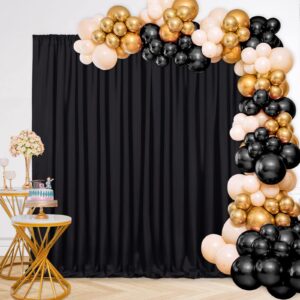 Black Backdrop Curtain 10ft x 10ft for Party Decor, Polyester Backdrop Drapes for Wedding Party Halloween Decorations