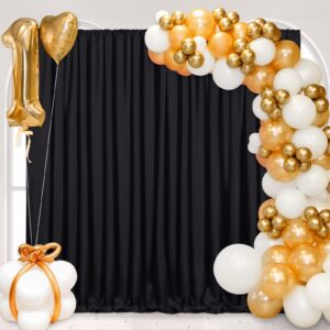 Black Backdrop Curtain 10ft x 10ft for Party Decor, Polyester Backdrop Drapes for Wedding Party Halloween Decorations