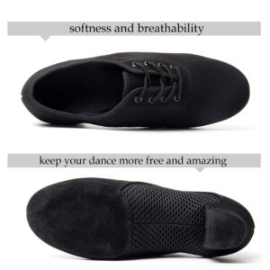 SWDZM Men&Women Ballroom Dance Shoes Lace-up Closed Toe Latin Modern Performance Dance Practice Teaching Shoes,MF2805,Heel-1.38'',Black, 7.5 US