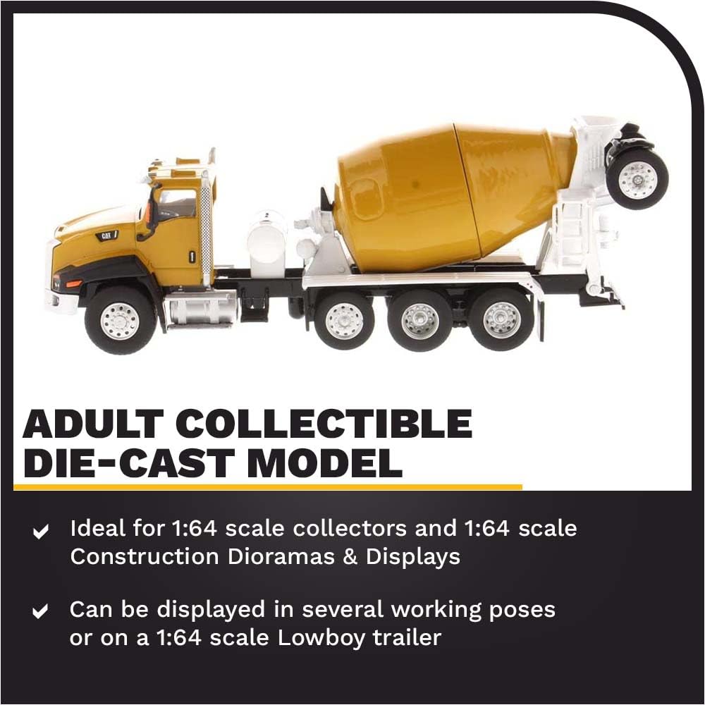 Diecast Masters 1:64 Caterpillar CT-660 with McNeilus Bridgemaster Concrete Mixer, Play & Collect Series Cat Trucks & Construction Equipment | 1:64 Scale Model Collectible Model 85632