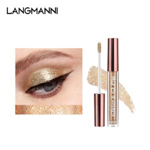 LANGMANNI 10 Pcs Liquid Glitter Eyeshadow Metallic Shimmer Glitter Eyeshadow Sweatproof Makeup Set,Glitter Pressed All Highly Pigmented Blending Powder For Woman & Girl (10pcs)