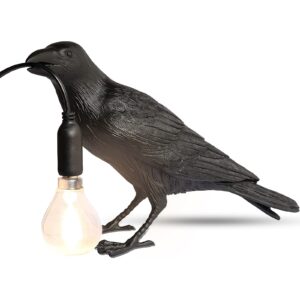 KJYZDYZQ Raven Table Lamp - Crow Desk Lamp - Lifelike Resin Raven Light, Birds Table Light for Bedside Bedroom Living Room Decor